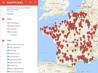 Carte des membres francais et belgique sur google map