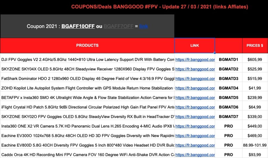 Coupons Pormotion Banggood FPV Drone Coupons Banggood