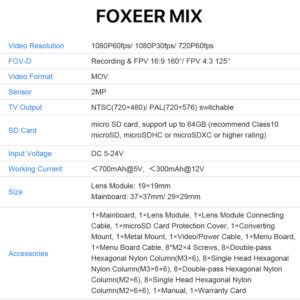 Foxeer Mix – caracteristique