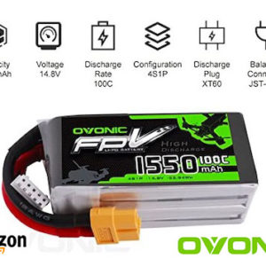 OVONIC Batterie FPV LiPo 14.8 V 1550 mAh 100C 4S avec connecteur XT60 pour FPV Racing RC Amazon