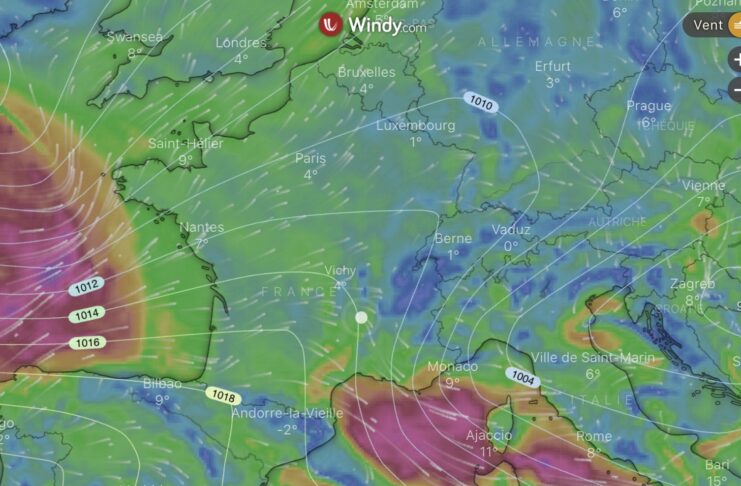 Carte de prévisions météo pour vols de drones