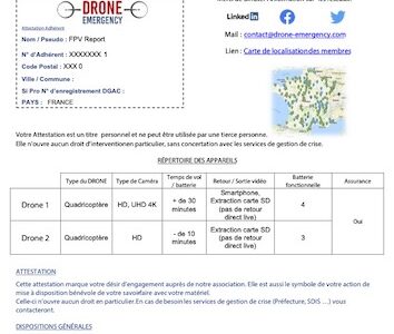 Attestation Adhésion Drone Emergency