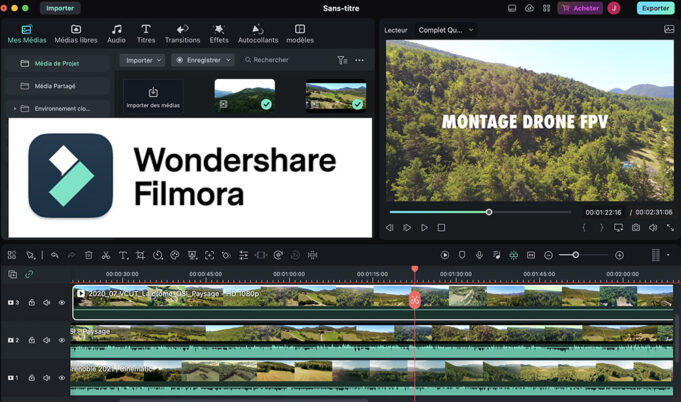Filmora Logiciel d’édition vidéo pour drone FPV